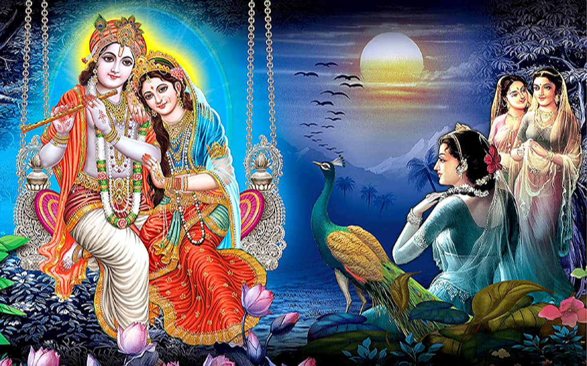 Manas Radha Krishna Religious Wallpaper ( 60 X 90 ) cm (Pack of 1)