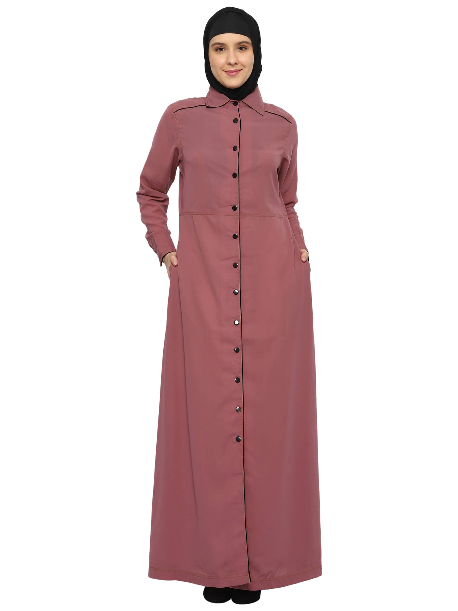     			Momin Libas Rust Polyester Stitched Burqas without Hijab -