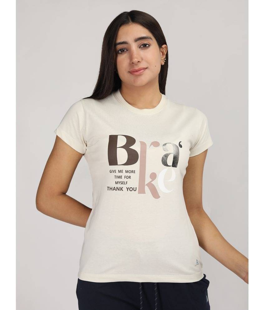 PROPERSEVEN Women Cotton Printed Regular Fit Round Neck T-Shirt ( Off White ) PROPERSEVEN Women Cotton Printed Regular Fit Round Neck T-Shirt ( Off White )