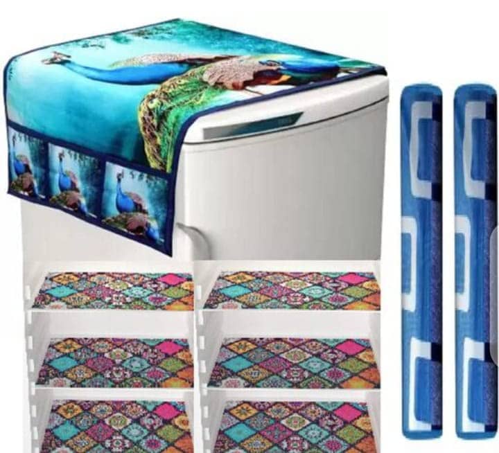 Sanraksshan PVC Floral Fridge Mat & Cover ( 40 30 ) Pack of 6 - Multicolor