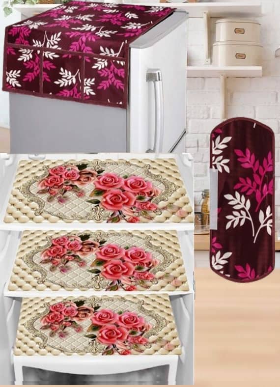 Sanraksshan PVC Floral Fridge Mats ( 40 30 ) Pack of 5 - Multicolor