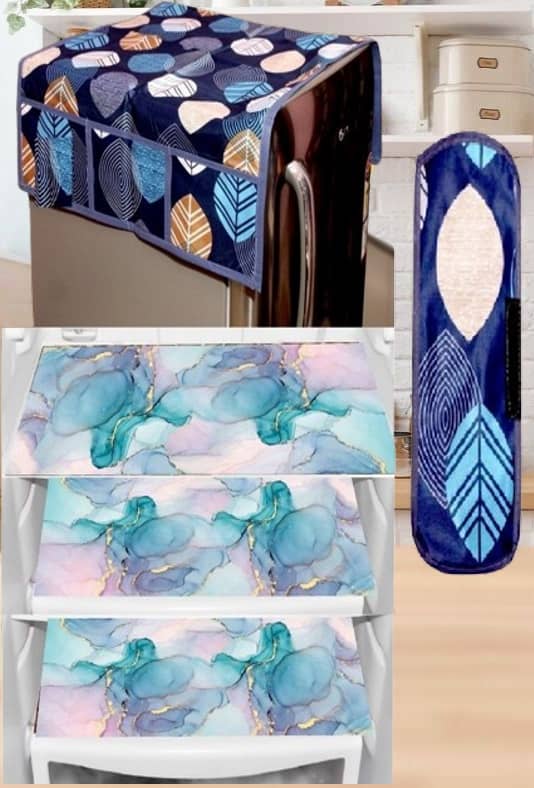 Sanraksshan PVC Floral Fridge Mats ( 40 30 ) Pack of 5 - Multicolor