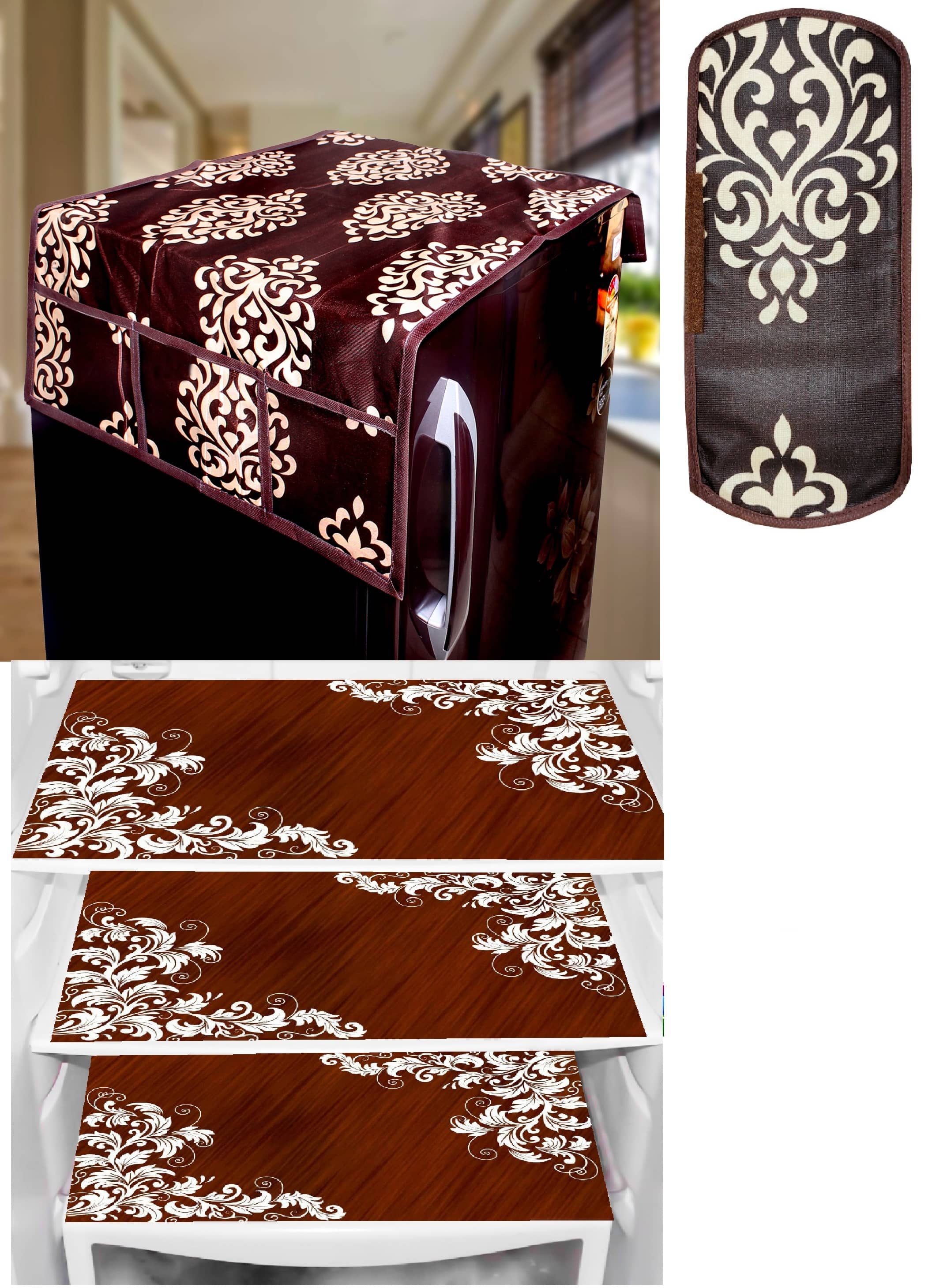 Sanraksshan PVC Floral Fridge Mats ( 40 30 ) Pack of 5 - Multicolor