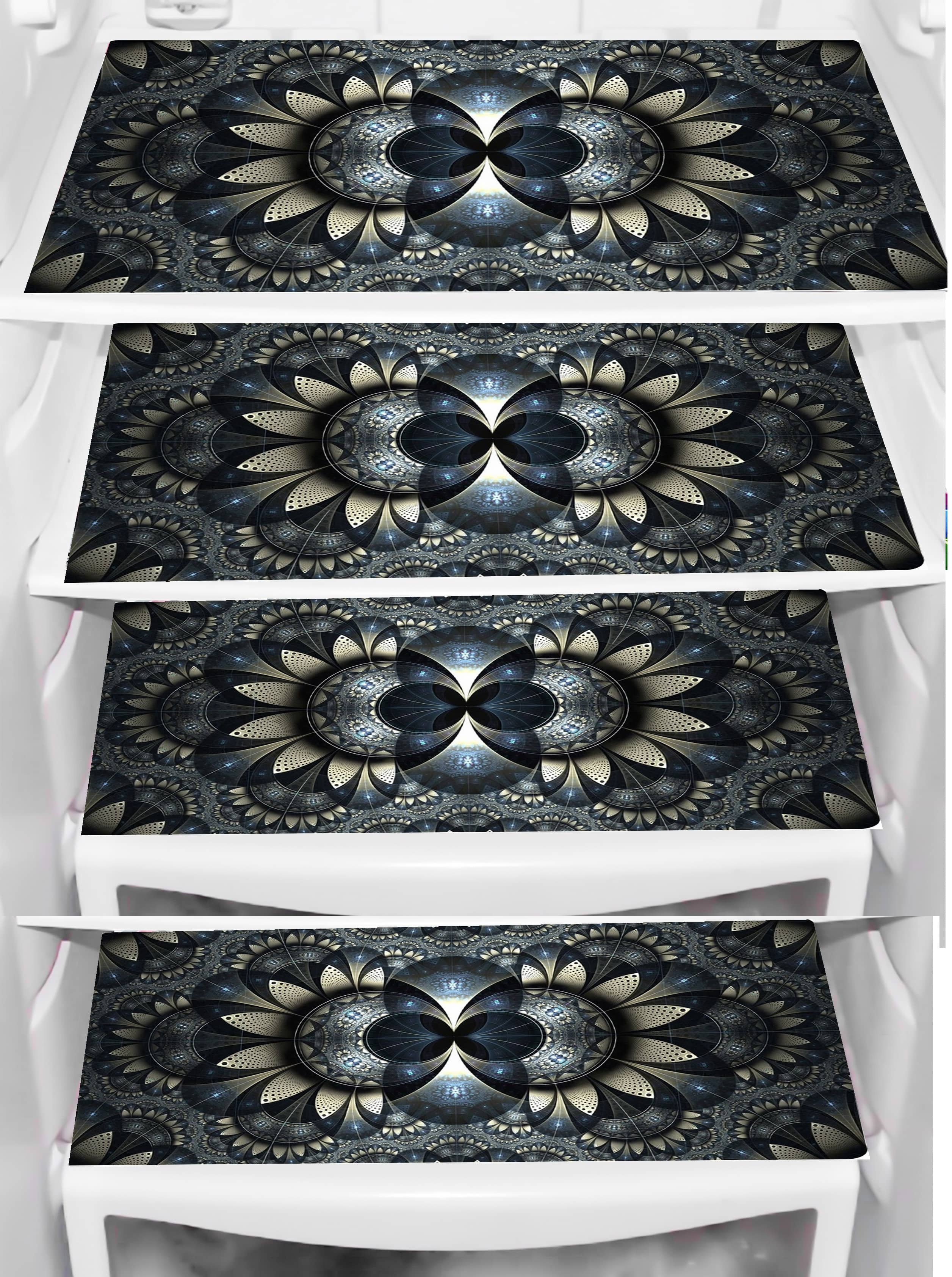 Sanraksshan PVC Floral Fridge Mats ( 40 30 ) Pack of 4 - Multicolor