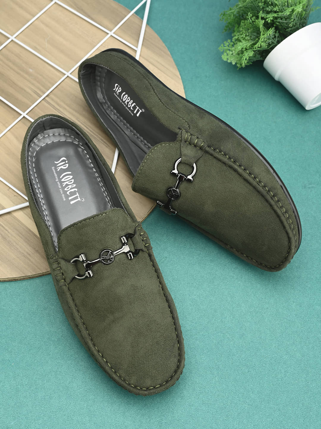Sir Corbett Olive Men's Slip on - Formal Shoes | Buy online on ZillyBuy