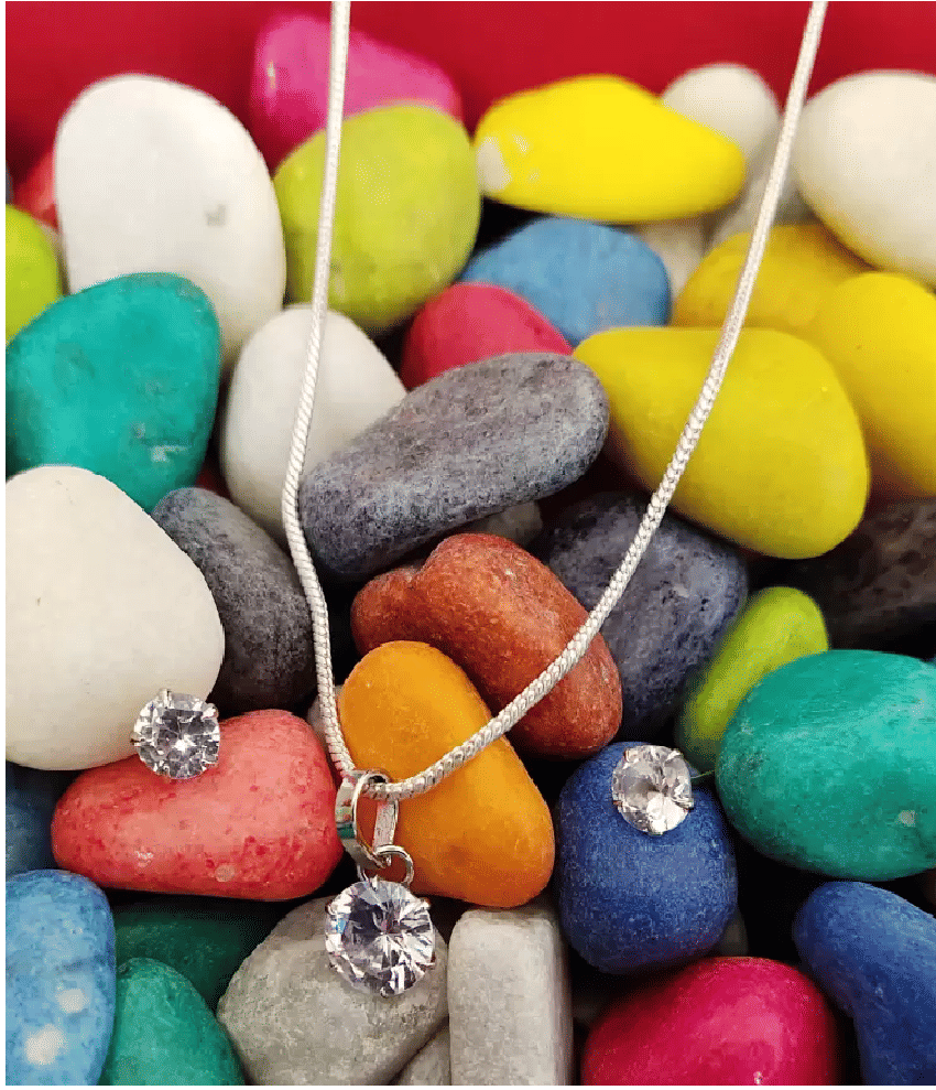 Sunhari Jewels Silver Pendant set ( Pack of 1 )     			Sunhari Jewels Silver Pendant set ( Pack of 1 )