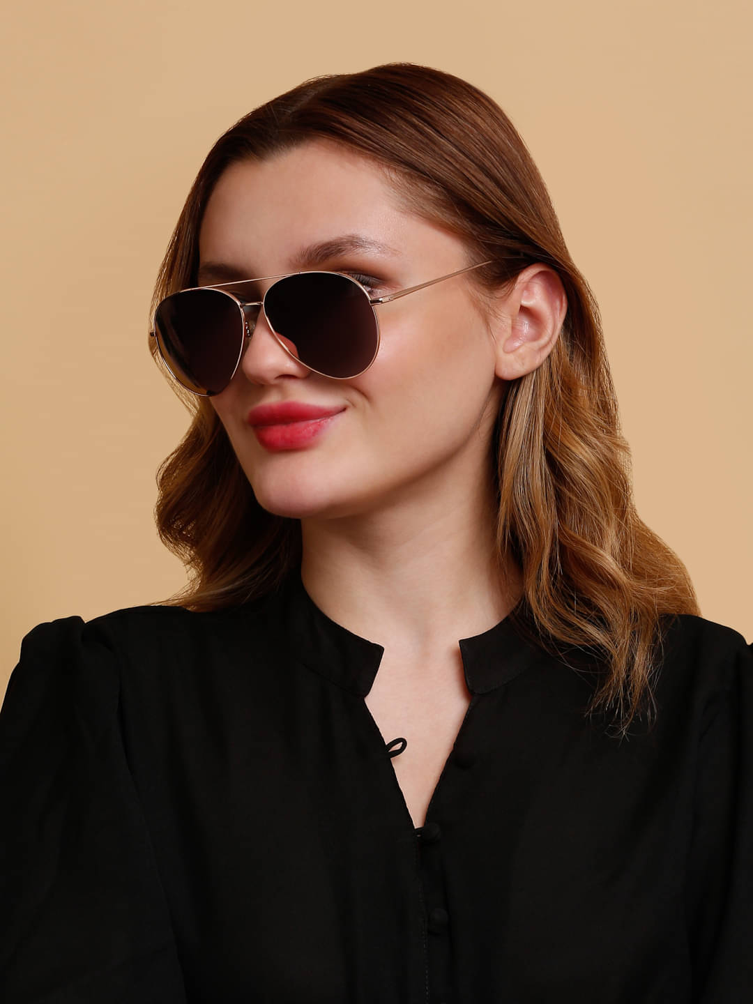     			Sunnies Gold Pilot Sunglasses ( Pack of 1 )