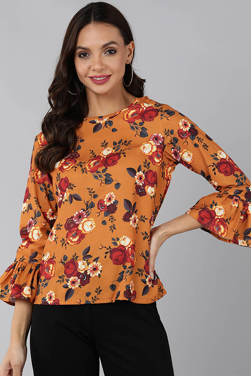 Vaamsi Women's Polyester Regular Top ( Mustard ) Vaamsi Women's Polyester Regular Top ( Mustard )
