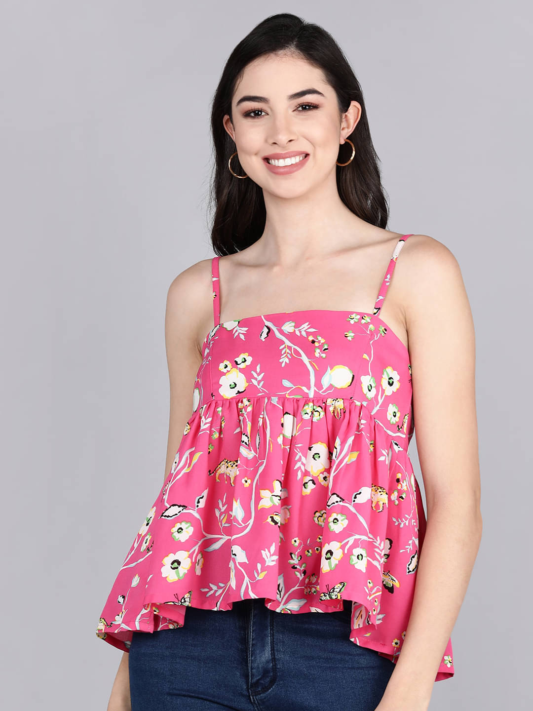     			Vaamsi Women's Georgette Peplum Top ( Pink )