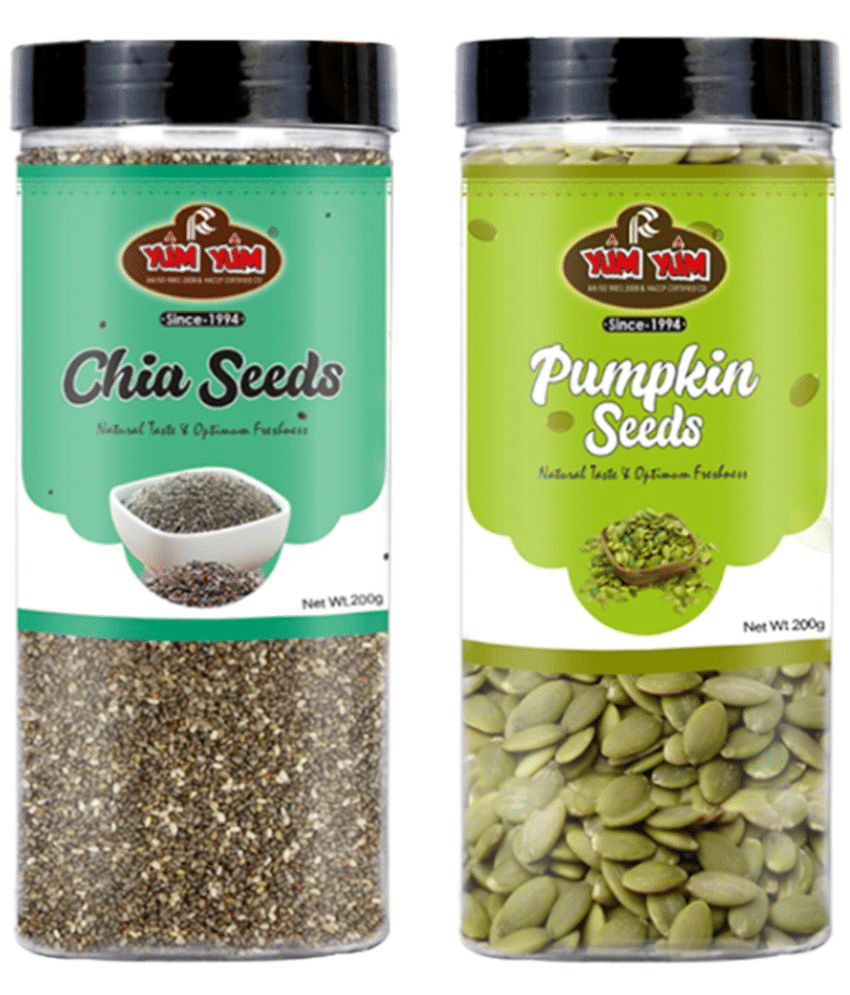 YUM YUM Raw Chia Seeds and Raw Pumpkin Seeds Chia Seeds, Pumpkin Seeds Comco 2x200g Each(400g) YUM YUM Raw Chia Seeds and Raw Pumpkin Seeds Chia Seeds, Pumpkin Seeds Comco 2x200g Each(400g)