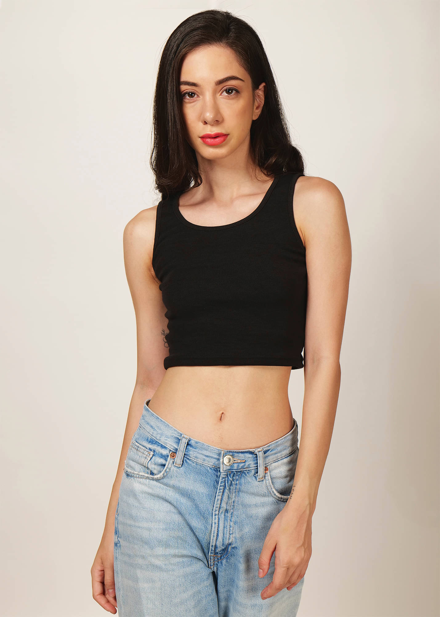     			fashion and youth Women's Cotton Blend Crop Top ( Black )