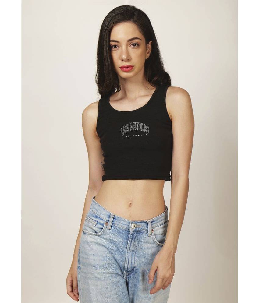     			fashion and youth Women's Cotton Blend Crop Top ( Black )