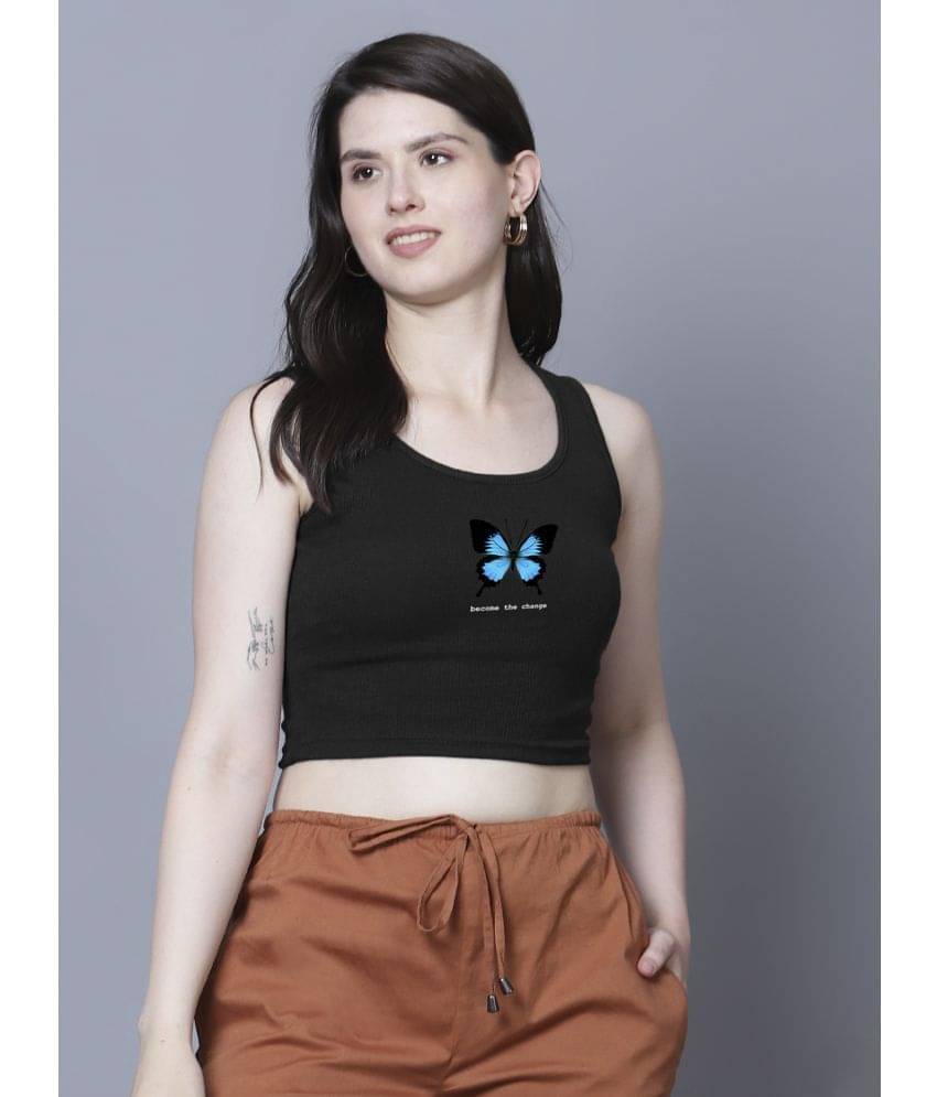     			fashion and youth Women's Cotton Blend Crop Top ( Black )