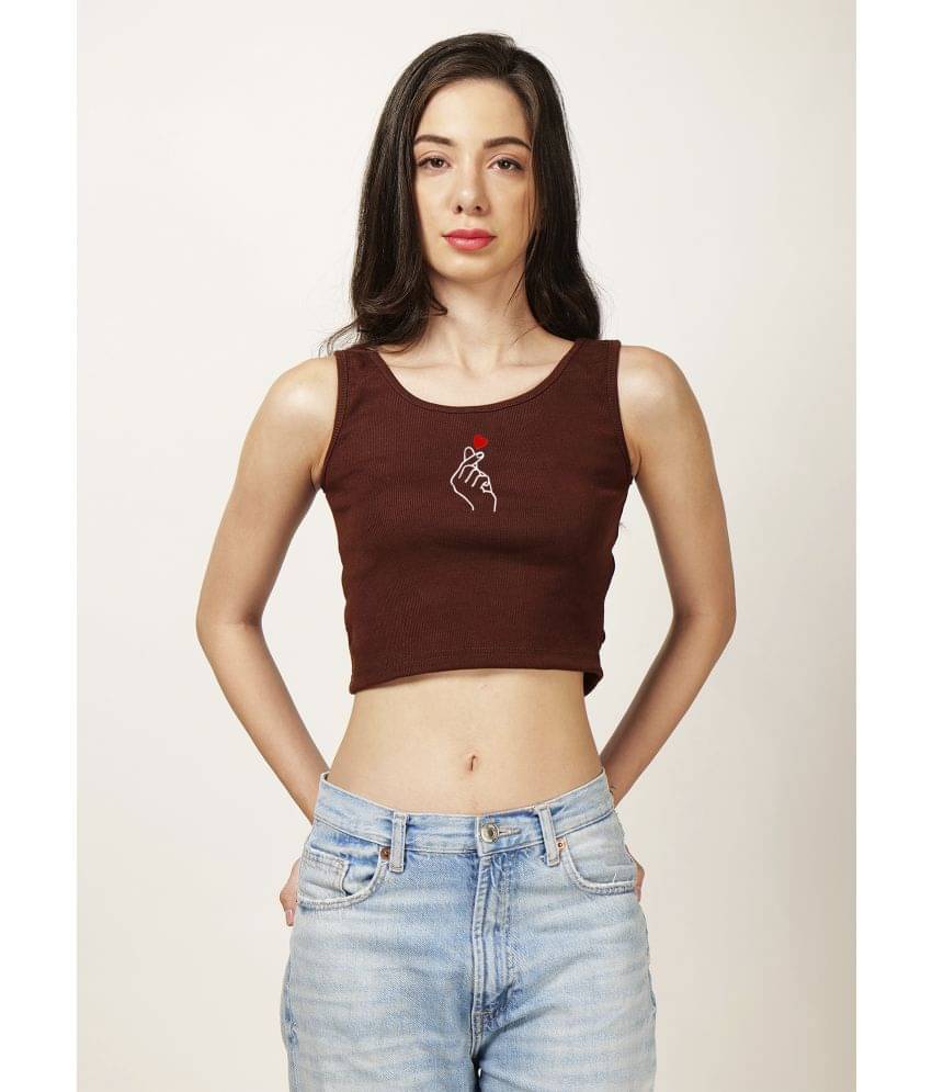 fashion and youth Women's Cotton Blend Crop Top ( Brown ) fashion and youth Women's Cotton Blend Crop Top ( Brown )