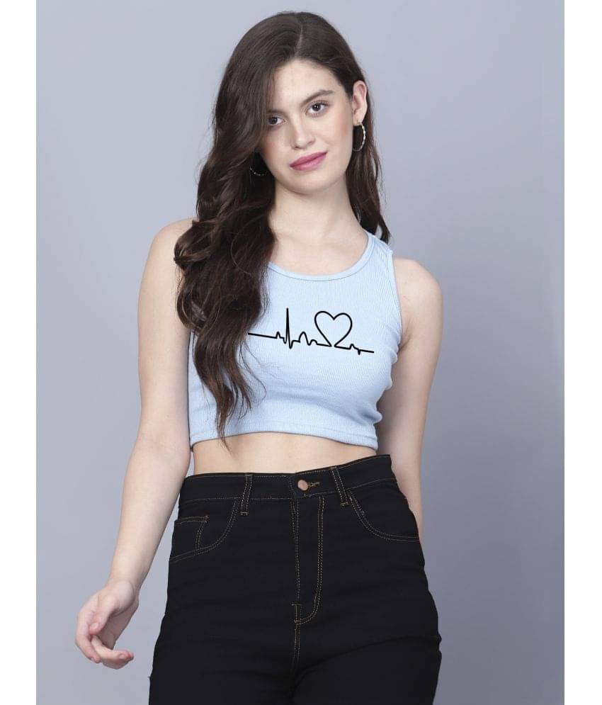 fashion and youth Women's Cotton Blend Crop Top ( Light Blue ) fashion and youth Women's Cotton Blend Crop Top ( Light Blue )
