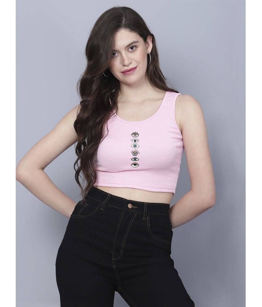 fashion and youth Women's Cotton Blend Crop Top ( Pink ) fashion and youth Women's Cotton Blend Crop Top ( Pink )