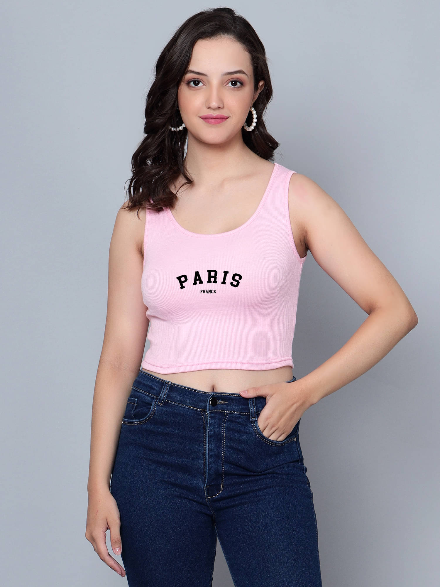 fashion and youth Women's Cotton Blend Crop Top ( Pink ) fashion and youth Women's Cotton Blend Crop Top ( Pink )