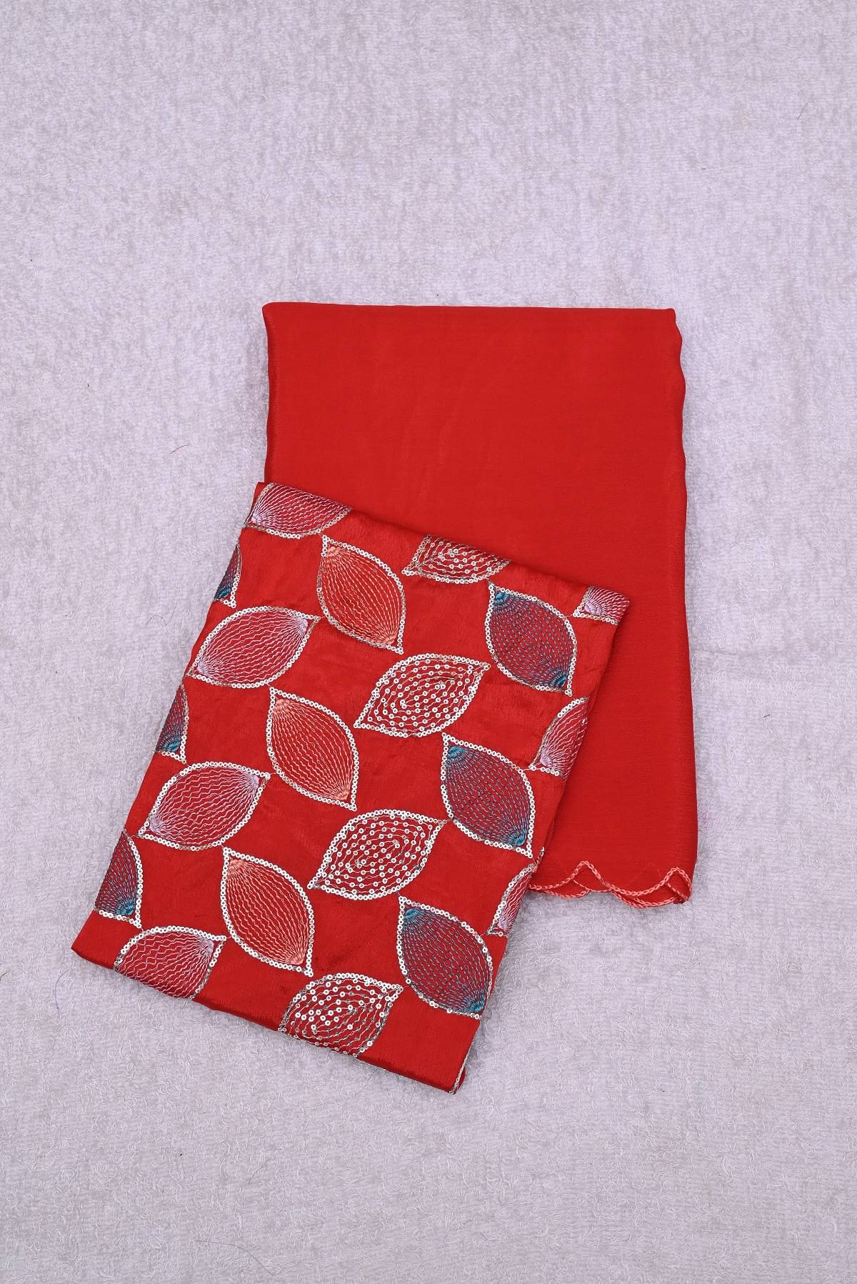 A TO Z CART Chiffon Embellished Saree With Unstitched Blouse Piece ( Red ) A TO Z CART Chiffon Embellished Saree With Unstitched Blouse Piece ( Red )