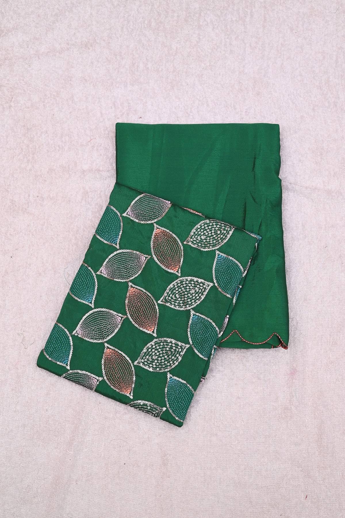 Aika Chiffon Embellished Saree With Unstitched Blouse Piece ( Green ) Aika Chiffon Embellished Saree With Unstitched Blouse Piece ( Green )