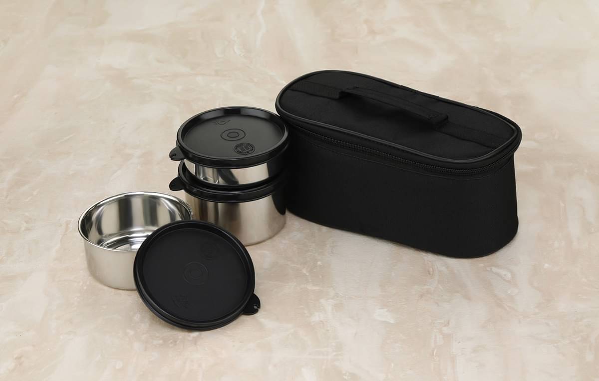     			Dark Sun Kitchenware 3 Steel Dabba School / Office Stainless Steel Lunch Box 3 - Container ( Pack of 1 )
