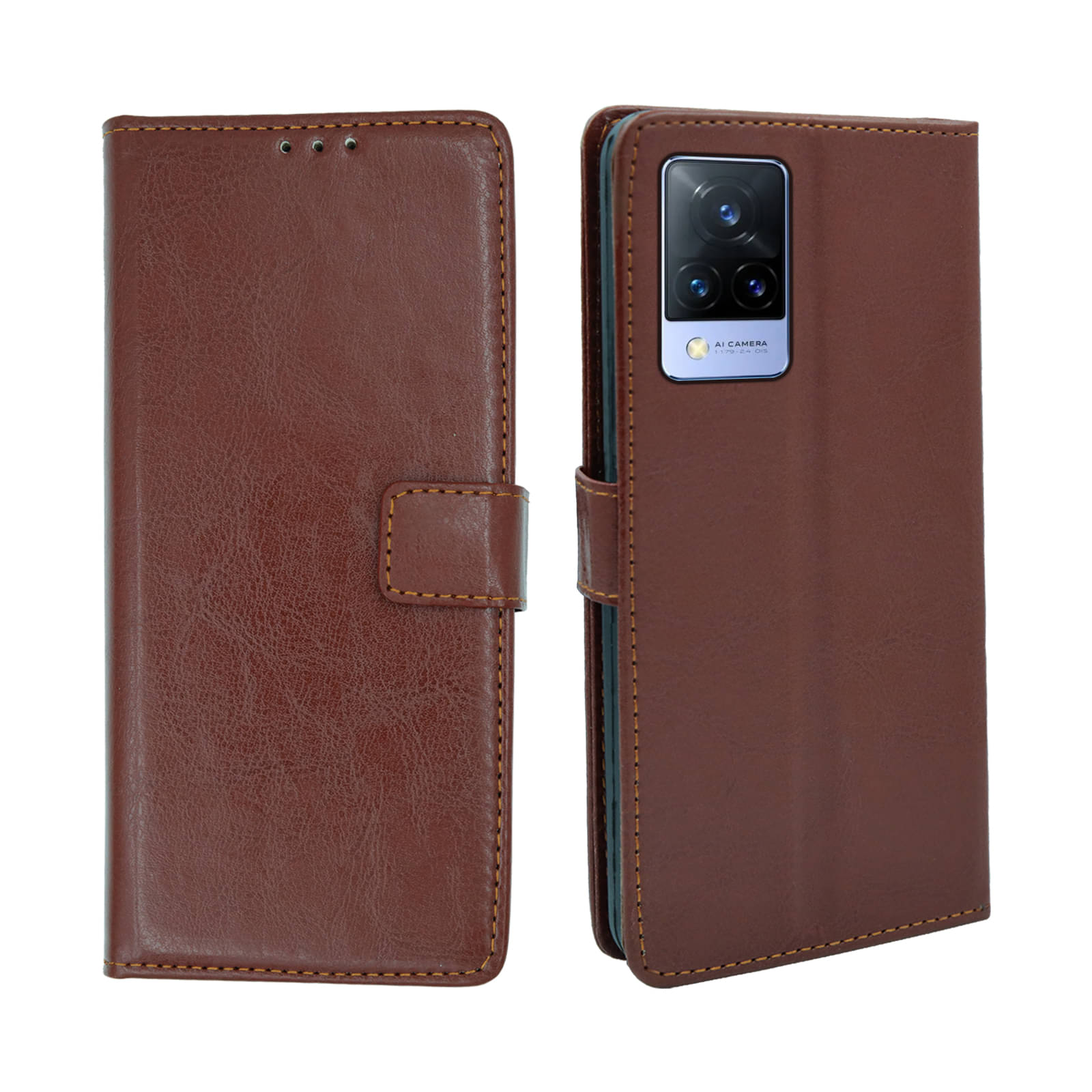 ERAFLABBY Brown Flip Cover Artificial Leather Compatible For Vivo V21 5G ( Pack of 1 ) ERAFLABBY Brown Flip Cover Artificial Leather Compatible For Vivo V21 5G ( Pack of 1 )
