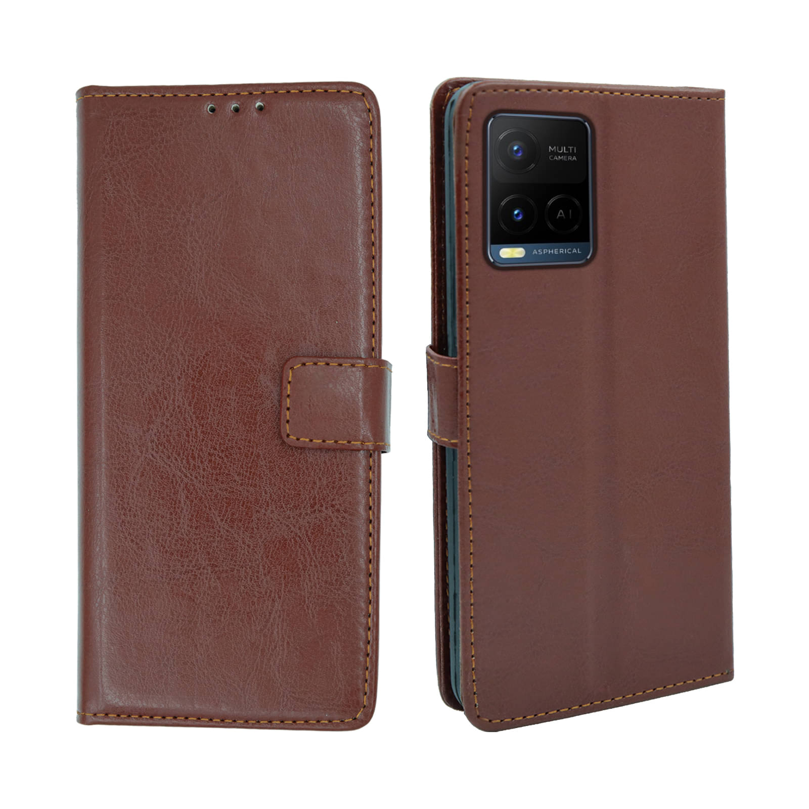 ERAFLABBY Brown Flip Cover Artificial Leather Compatible For Vivo Y21 ( Pack of 1 ) ERAFLABBY Brown Flip Cover Artificial Leather Compatible For Vivo Y21 ( Pack of 1 )