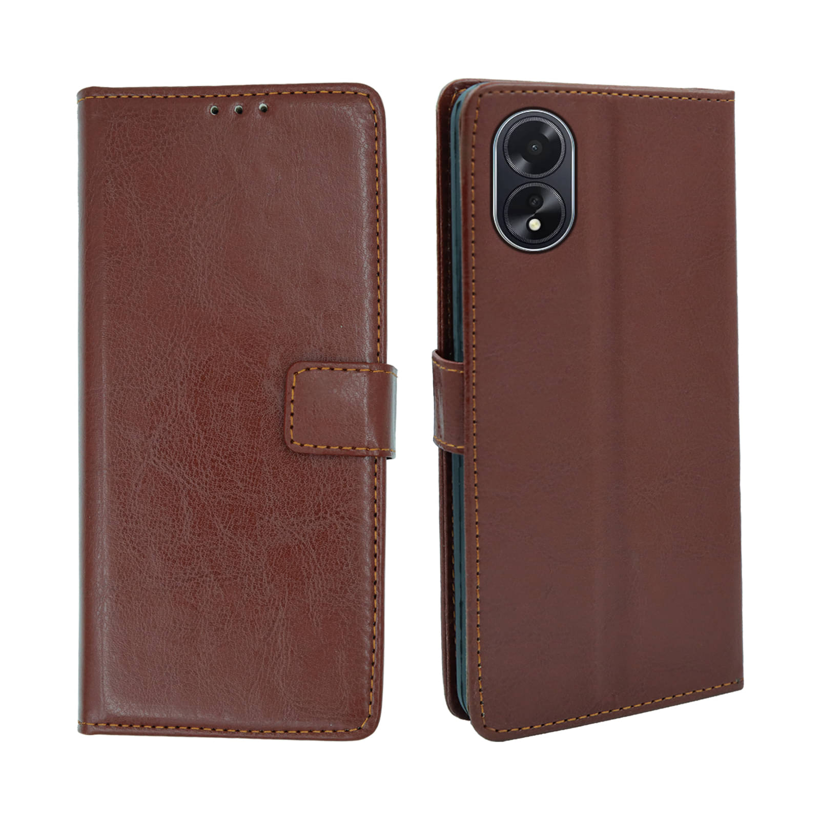     			ERAFLABBY Brown Flip Cover Artificial Leather Compatible For Oppo A18 ( Pack of 1 )