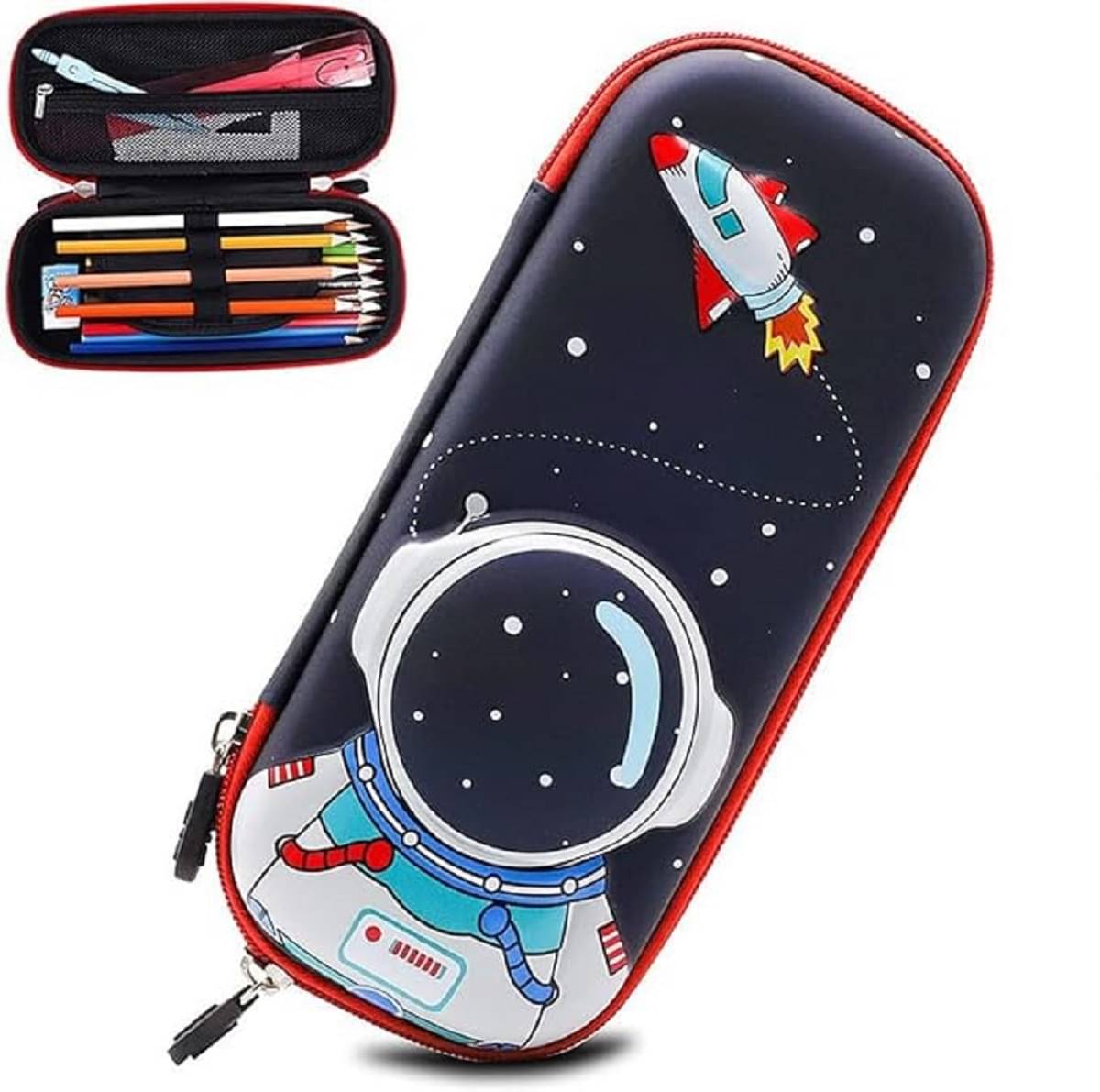     			FEDIFU 3D Cover EVA Space Astronaut Theme Pencil Case Large Capacity Pencil Pouch Bag Compass School Pouch Organizer for Students Kids Premium Stylish Pen Holder Pouch Stationery Bo
