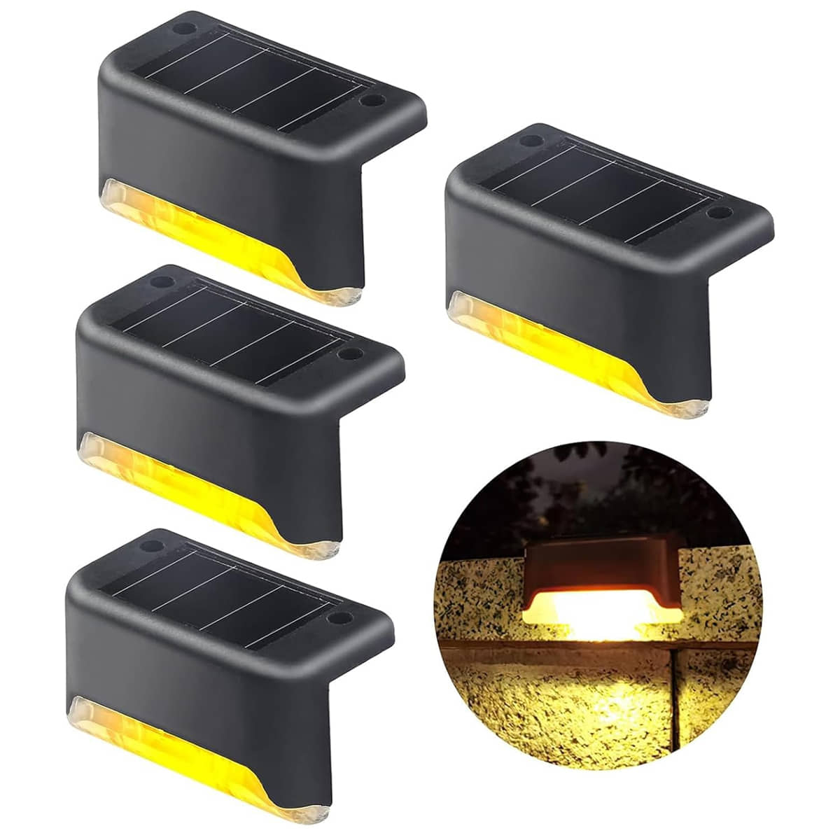 GEEO Deck Solar Light, Rechargeable LED Decorative Lamp, Solar Panel Lights for Outdoor Decks, Railing, Stairs, Step, with IP65 Protection Wide Angle Lighting Pack of 4 - Sports and Fitness Equipment | Buy online on ZillyBuy