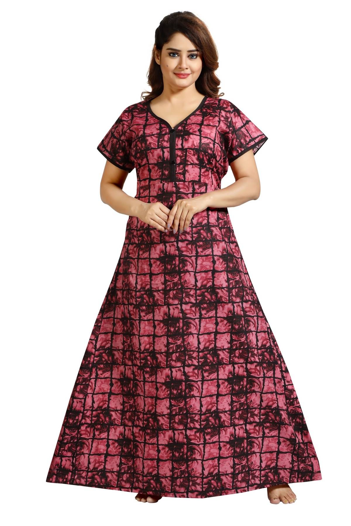     			INNER BEATS Multi Color Cotton Women's Nightwear Nighty & Night Gowns ( Pack of 1 )