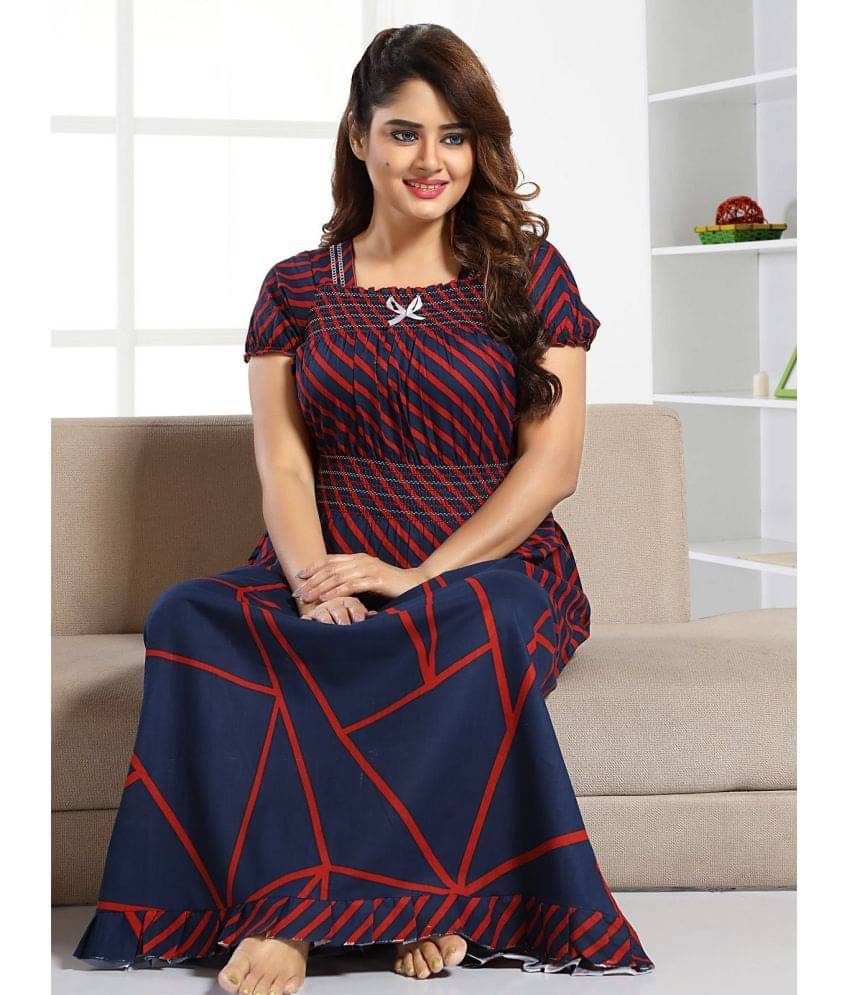    			INNER BEATS Multicolor Cotton Blend Women's Nightwear Night Dress ( Pack of 1 )
