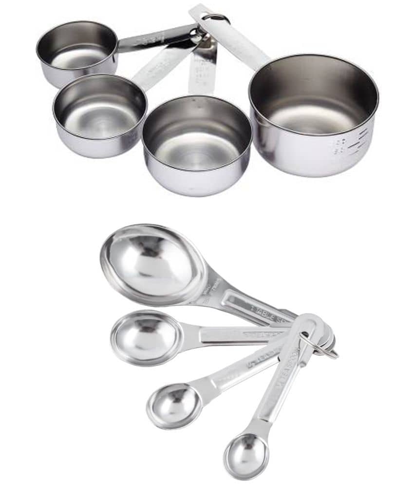 JISUN Stainless Steel Measuring Cups & Spoons Set ( Pack of 8 )