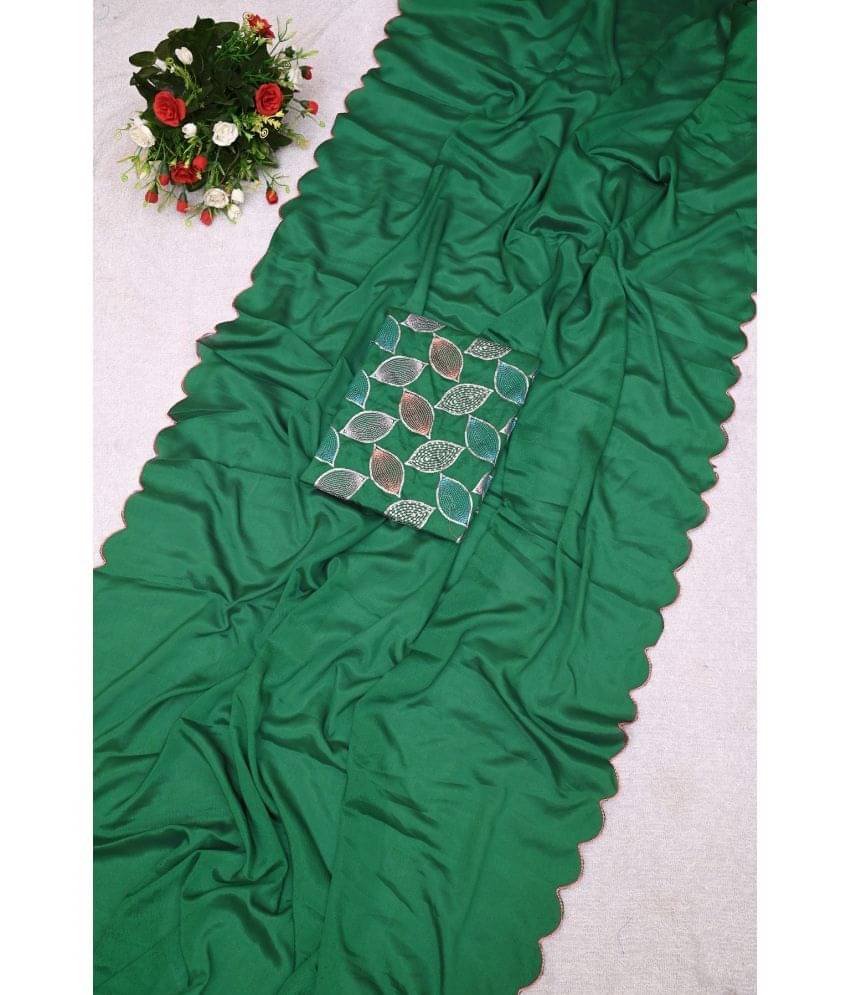JULEE Chiffon Embellished Saree With Unstitched Blouse Piece ( Green ) JULEE Chiffon Embellished Saree With Unstitched Blouse Piece ( Green )