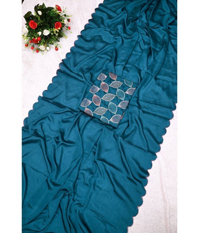     			JULEE Chiffon Embellished Saree With Unstitched Blouse Piece ( Rama )