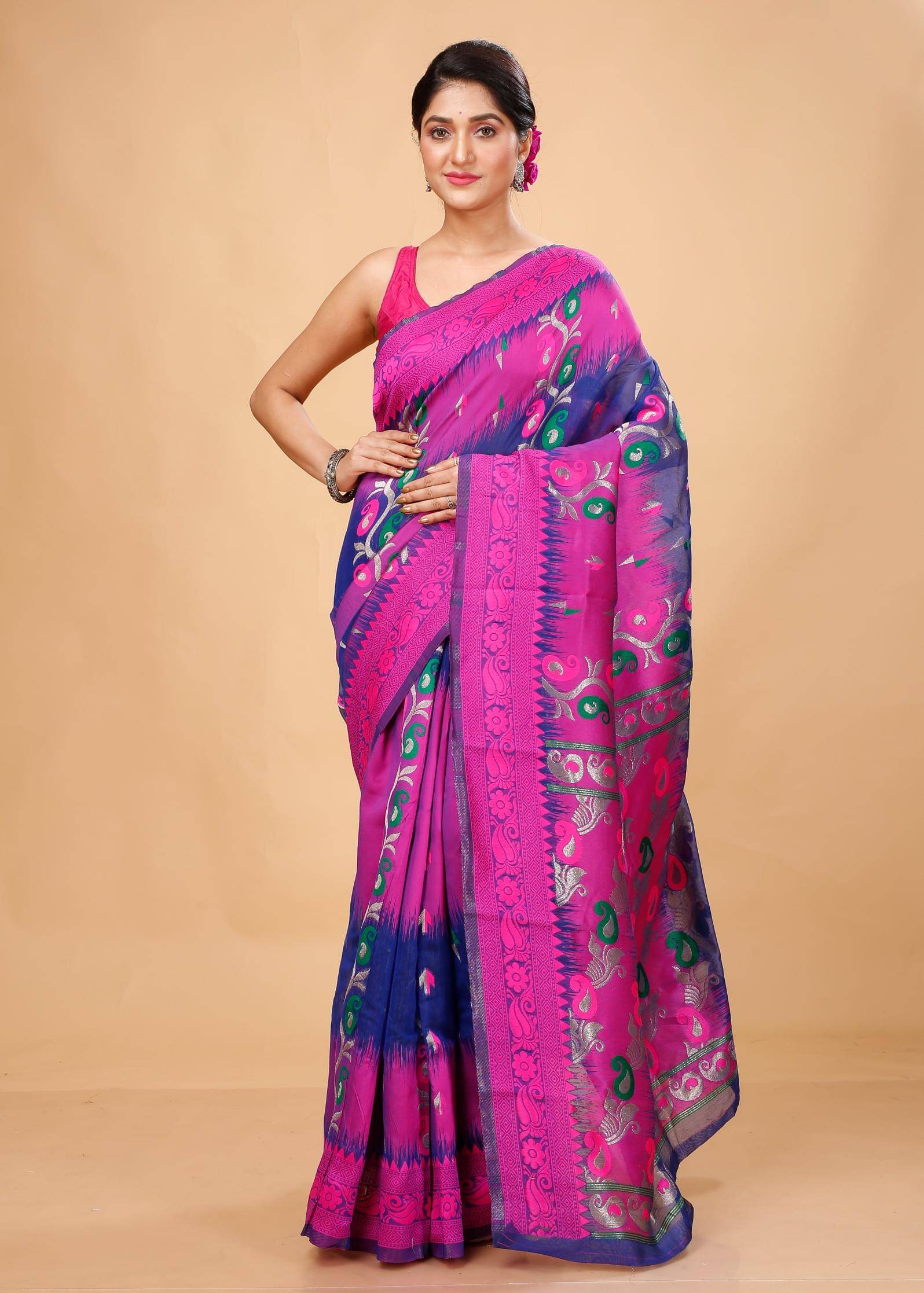 Puspika Cotton Silk Woven Saree With Unstitched Blouse Piece ( Blue ) Puspika Cotton Silk Woven Saree With Unstitched Blouse Piece ( Blue )