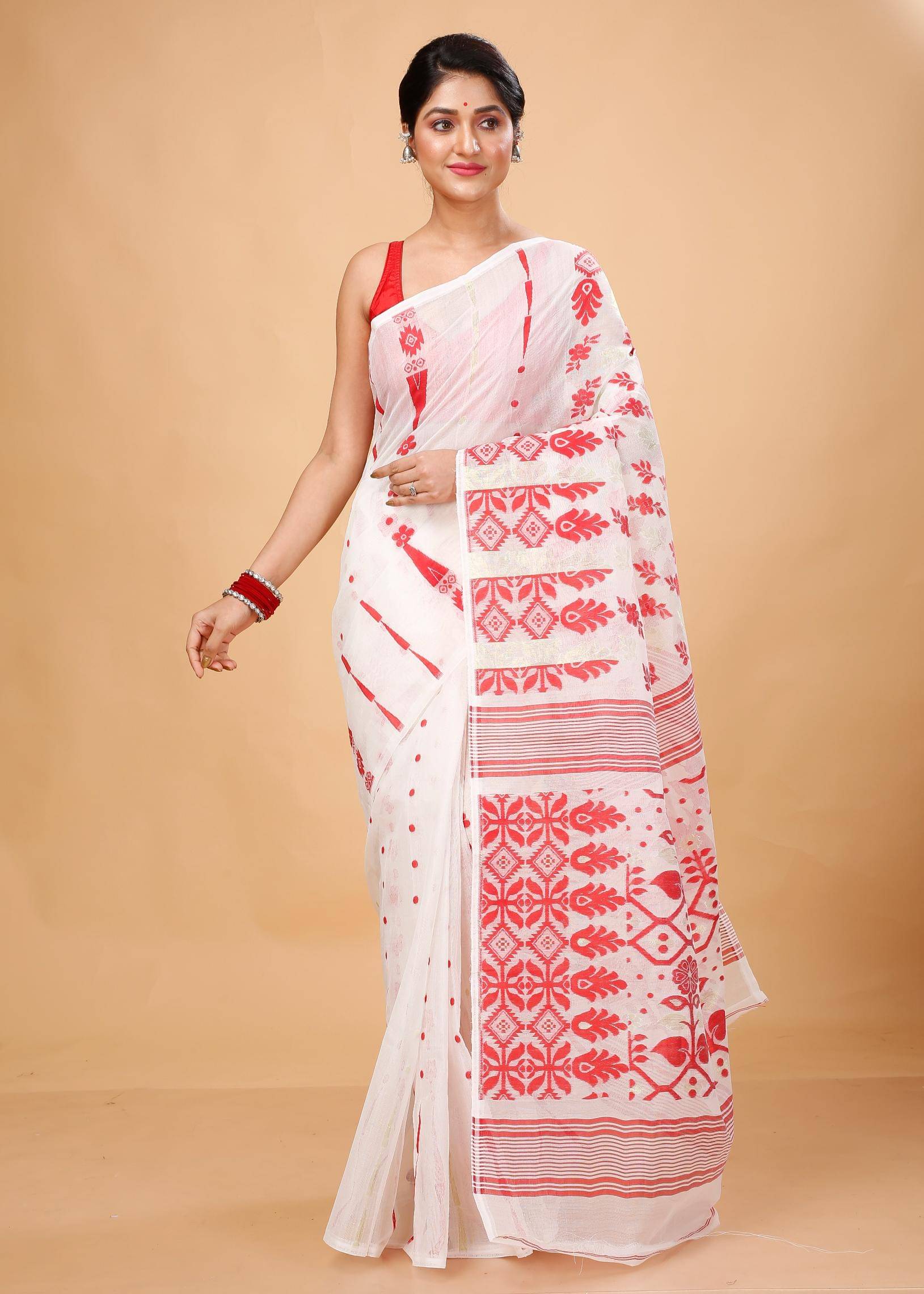     			Puspika Cotton Silk Woven Saree Without Blouse Piece ( White )