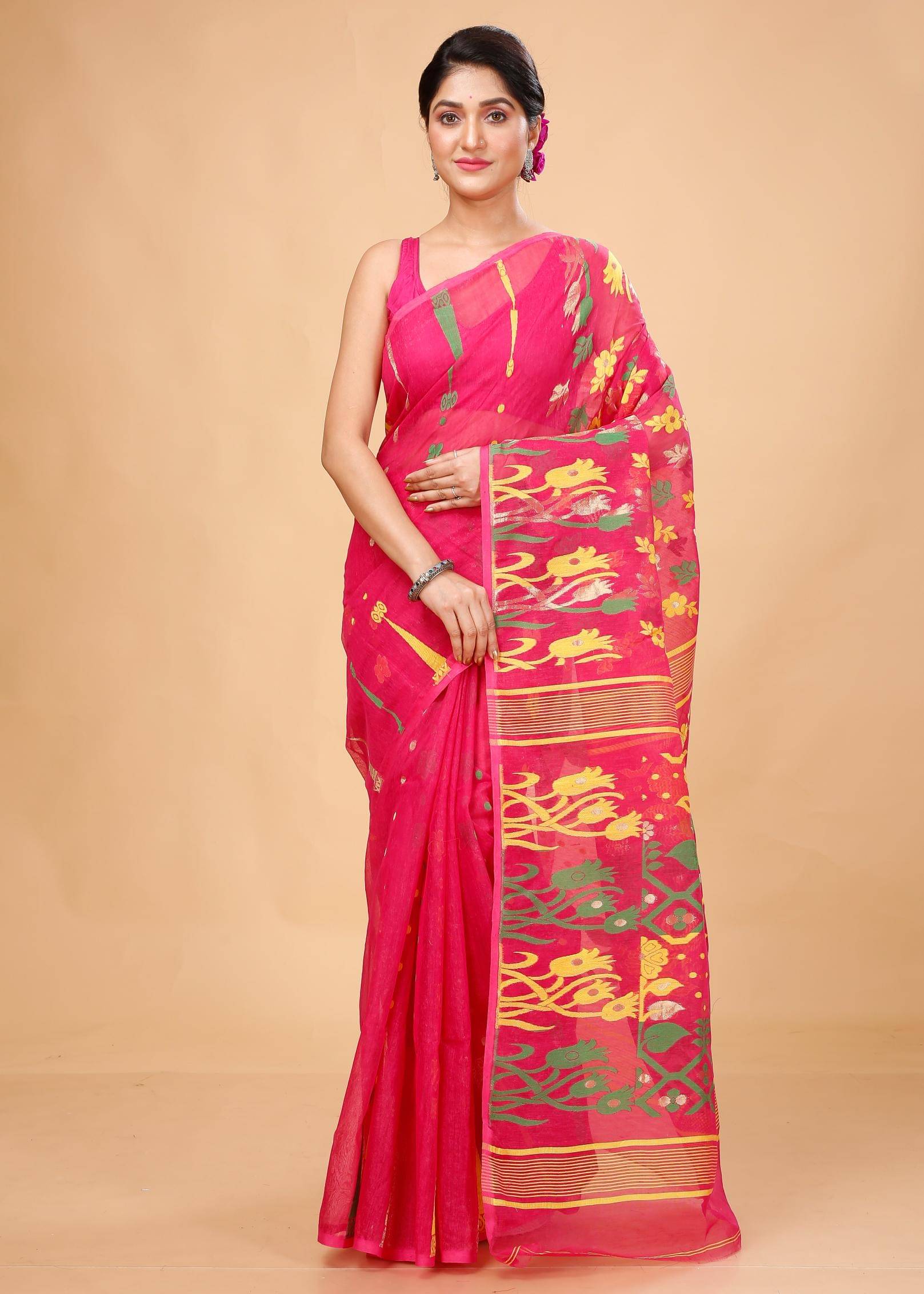 Puspika Cotton Silk Woven Saree Without Blouse Piece ( Red ) Puspika Cotton Silk Woven Saree Without Blouse Piece ( Red )