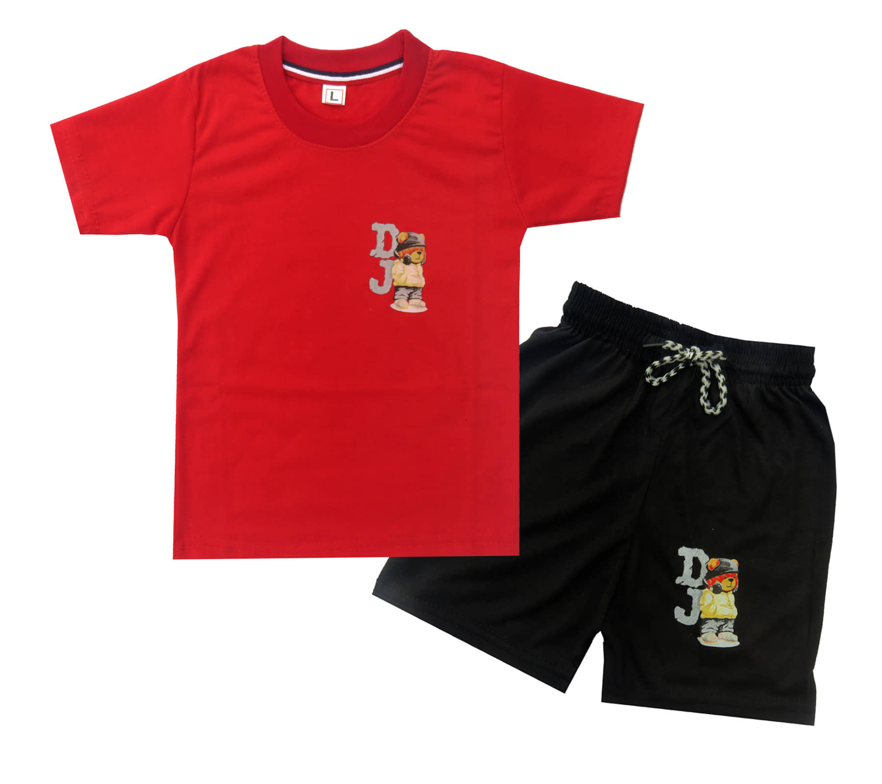 RBF84 Pack of 1 Boys Cotton T-Shirt & Shorts Set ( Red )