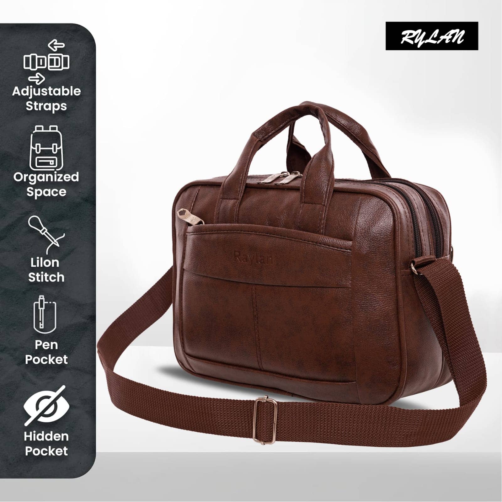 Raylan Brown Solid Messenger Bag - Handbags | Buy online on ZillyBuy