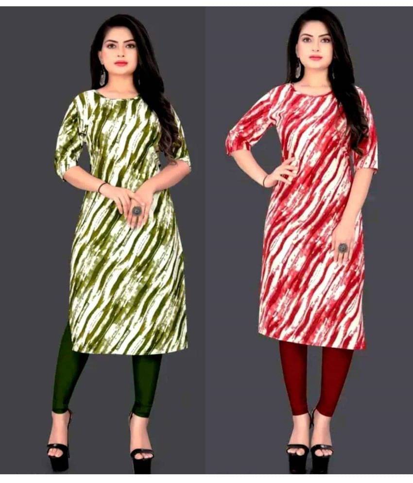 Tathastu Crepe Printed A-line Women's Kurti - Multicoloured ( Pack of 2 )     			Tathastu Crepe Printed A-line Women's Kurti - Multicoloured ( Pack of 2 )