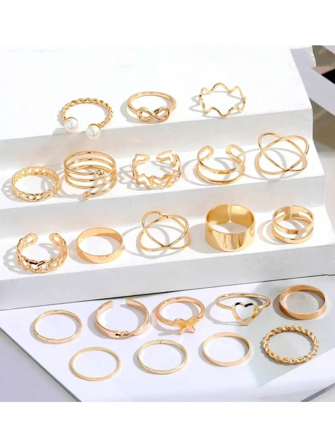     			YOUBELLA Gold Rings ( Pack of 20 )