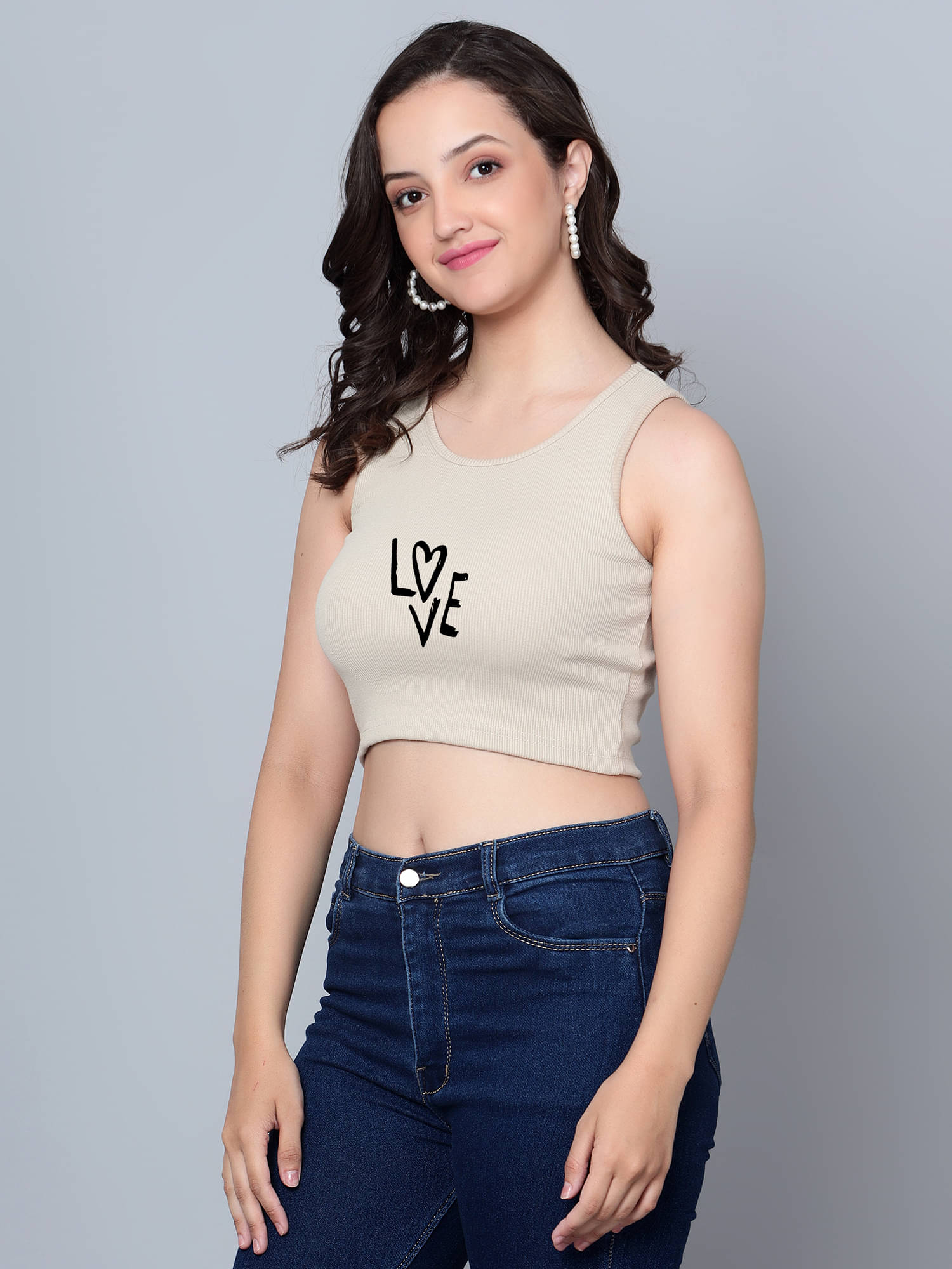     			fashion and youth Women's Cotton Blend Crop Top ( Beige )