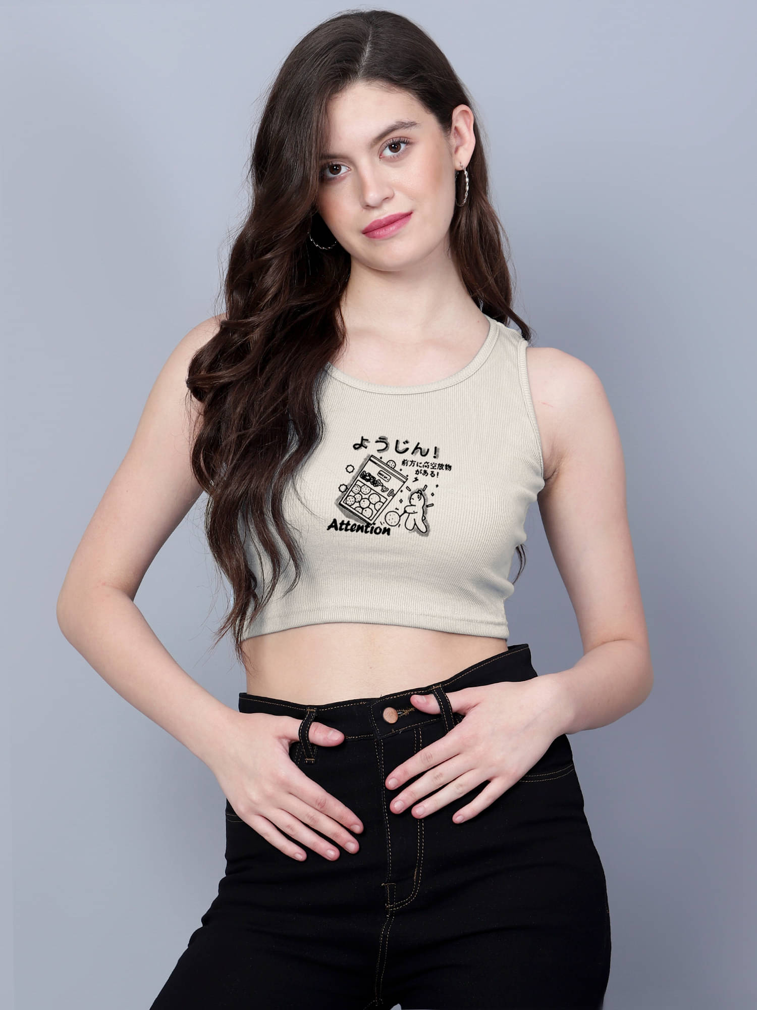     			fashion and youth Women's Cotton Blend Crop Top ( Beige )