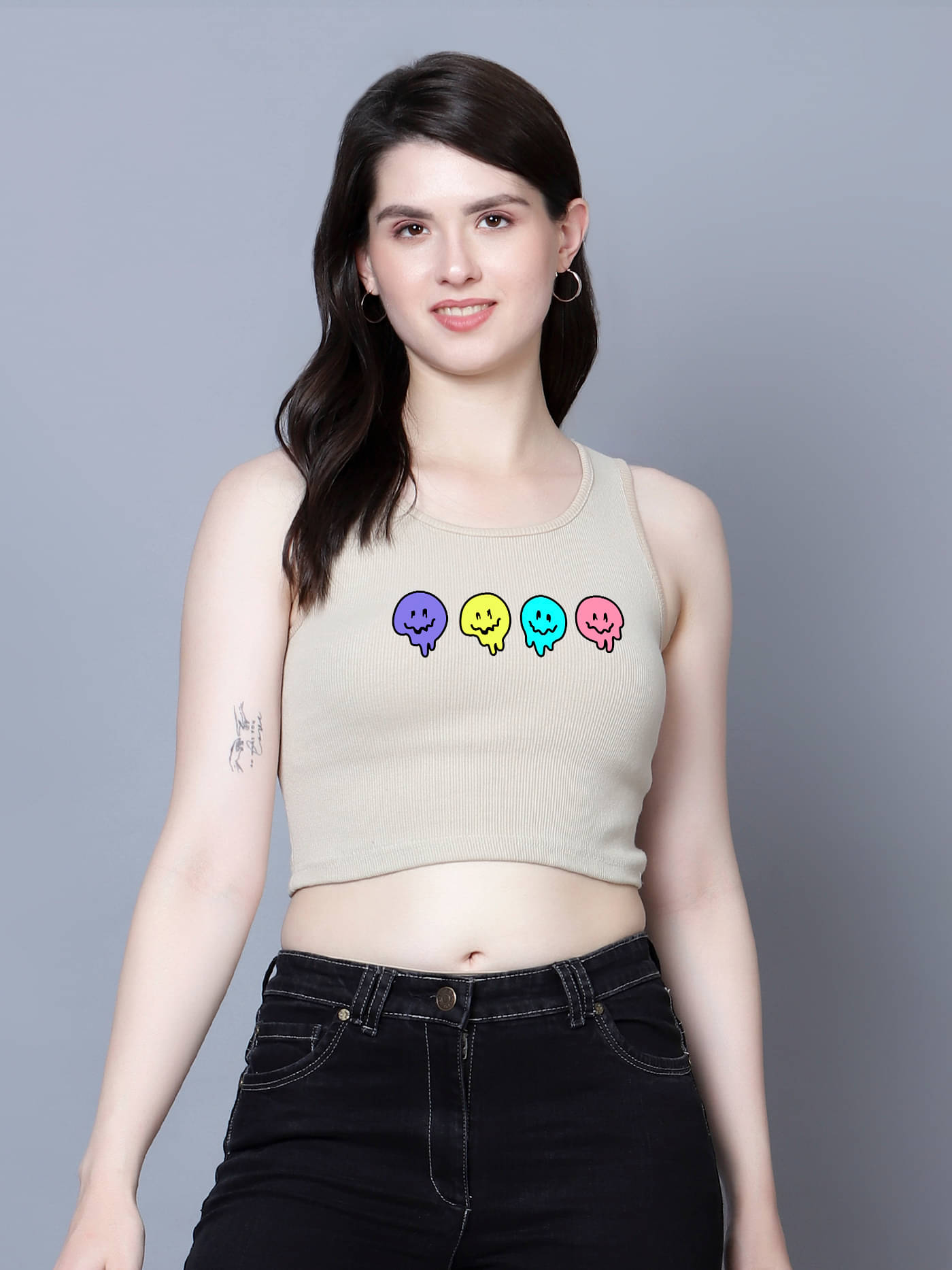     			fashion and youth Women's Cotton Blend Crop Top ( Beige )