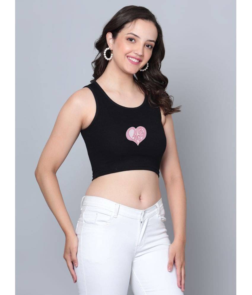     			fashion and youth Women's Cotton Blend Crop Top ( Black )