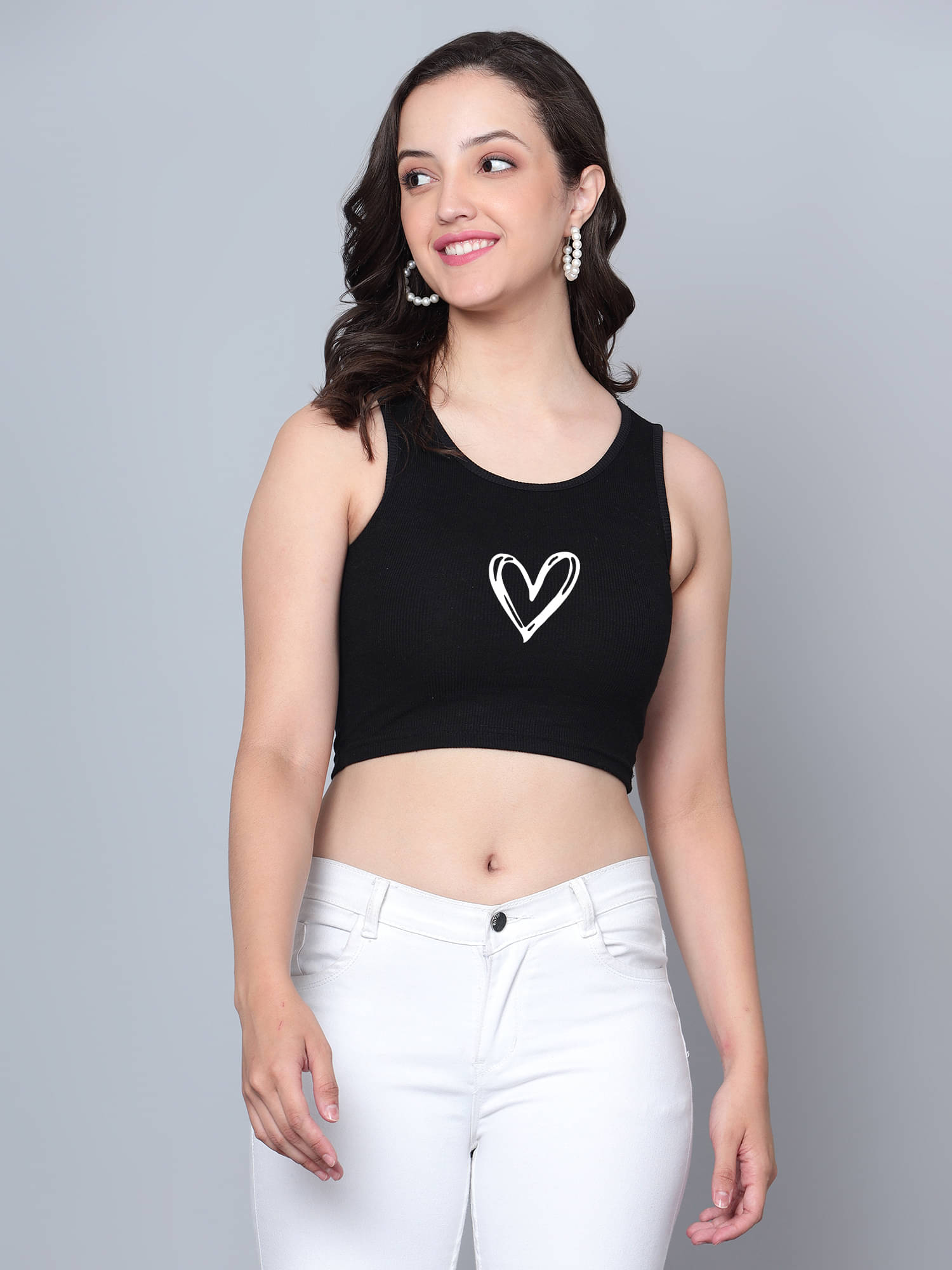     			fashion and youth Women's Cotton Blend Crop Top ( Black )