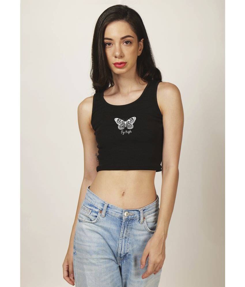     			fashion and youth Women's Cotton Blend Crop Top ( Black )