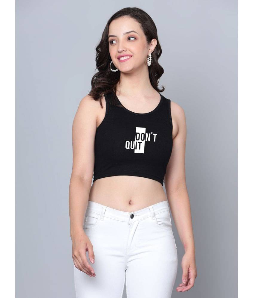     			fashion and youth Women's Cotton Blend Crop Top ( Black )