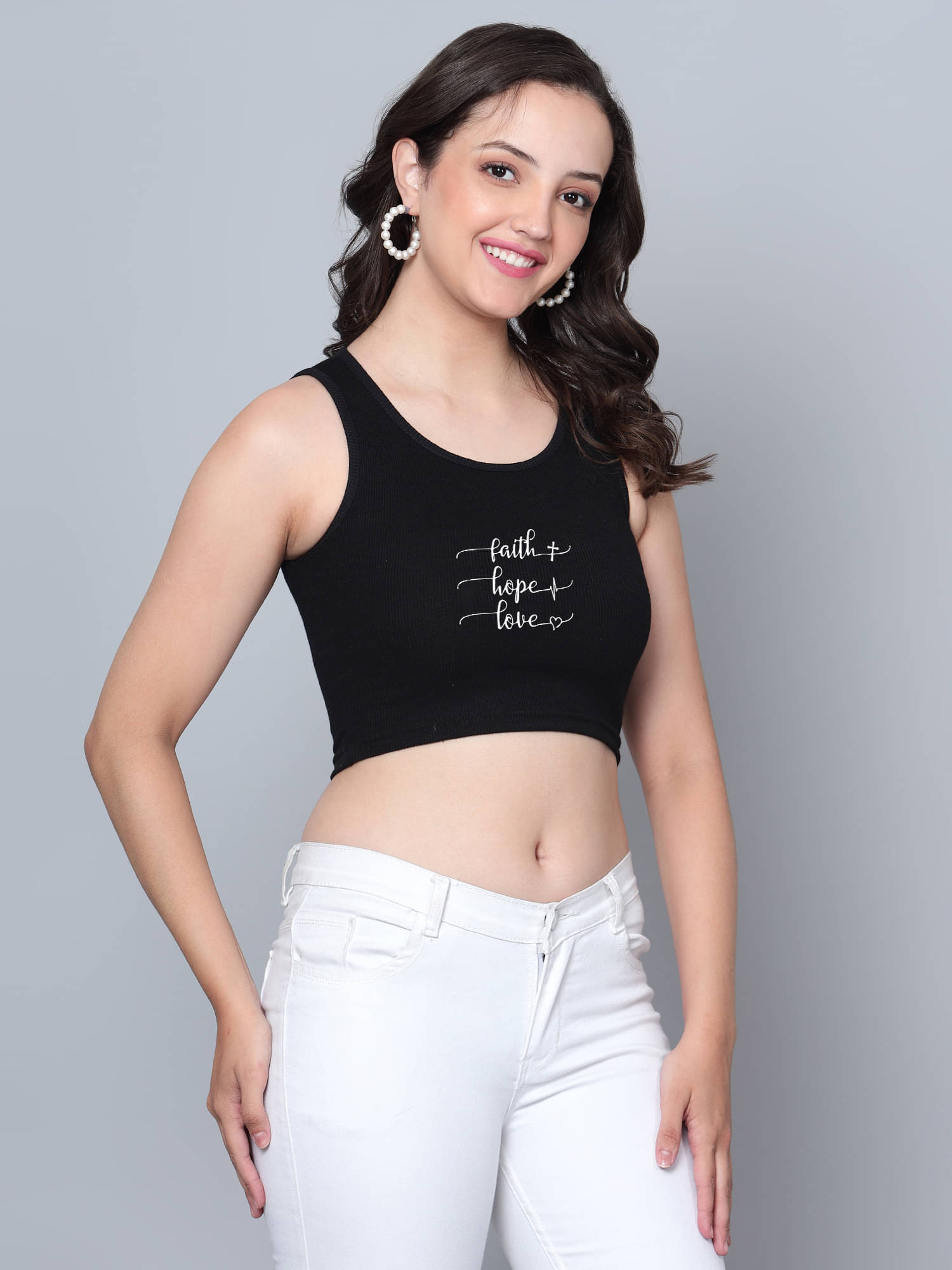     			fashion and youth Women's Cotton Blend Crop Top ( Black )