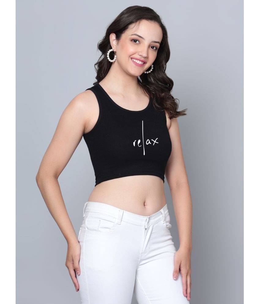     			fashion and youth Women's Cotton Blend Crop Top ( Black )
